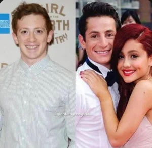 Ethan Slater, left, and Frankie and Ariana Grande, right